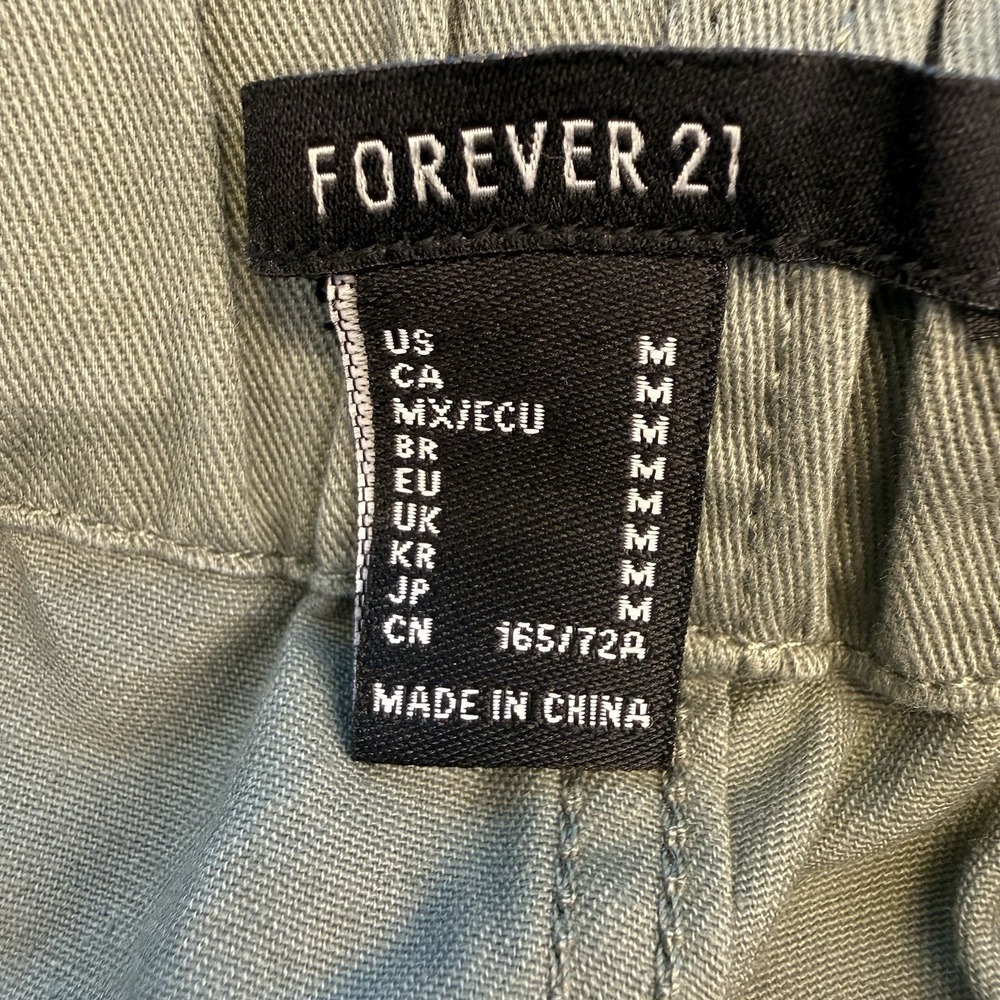 Forever 21 Baggy Jogger Pants Womens Olive Army Green Utility Y2K Streetwear M - Picture 10 of 10